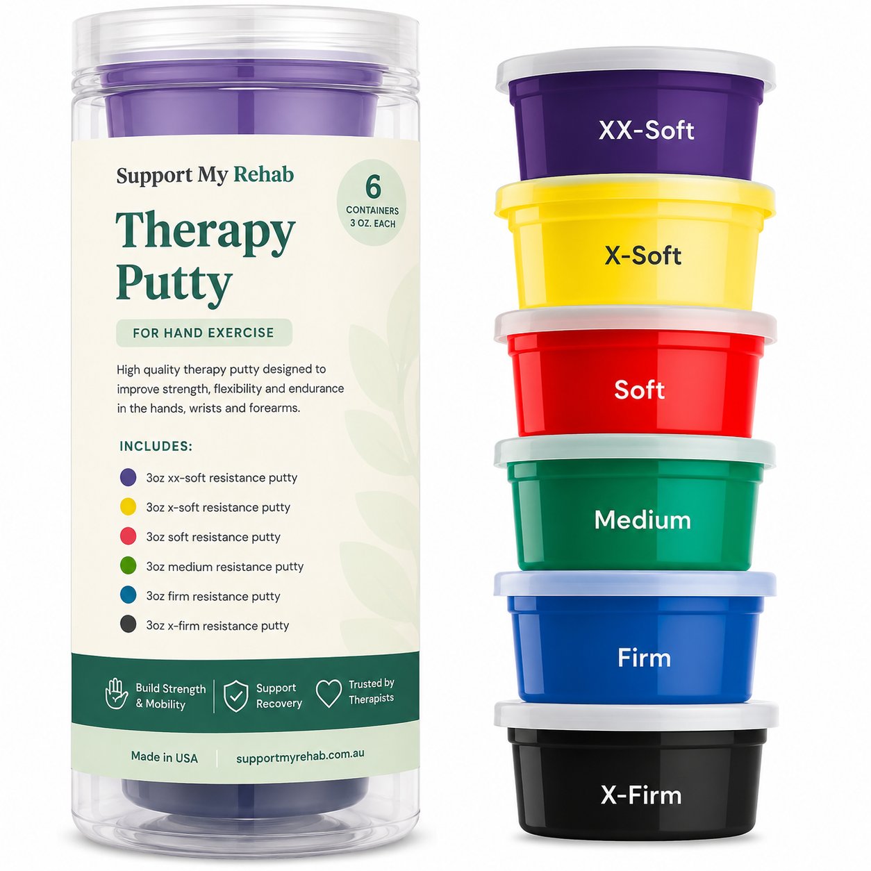 Therapy Putty Set - 6 colour-coded resistance levels